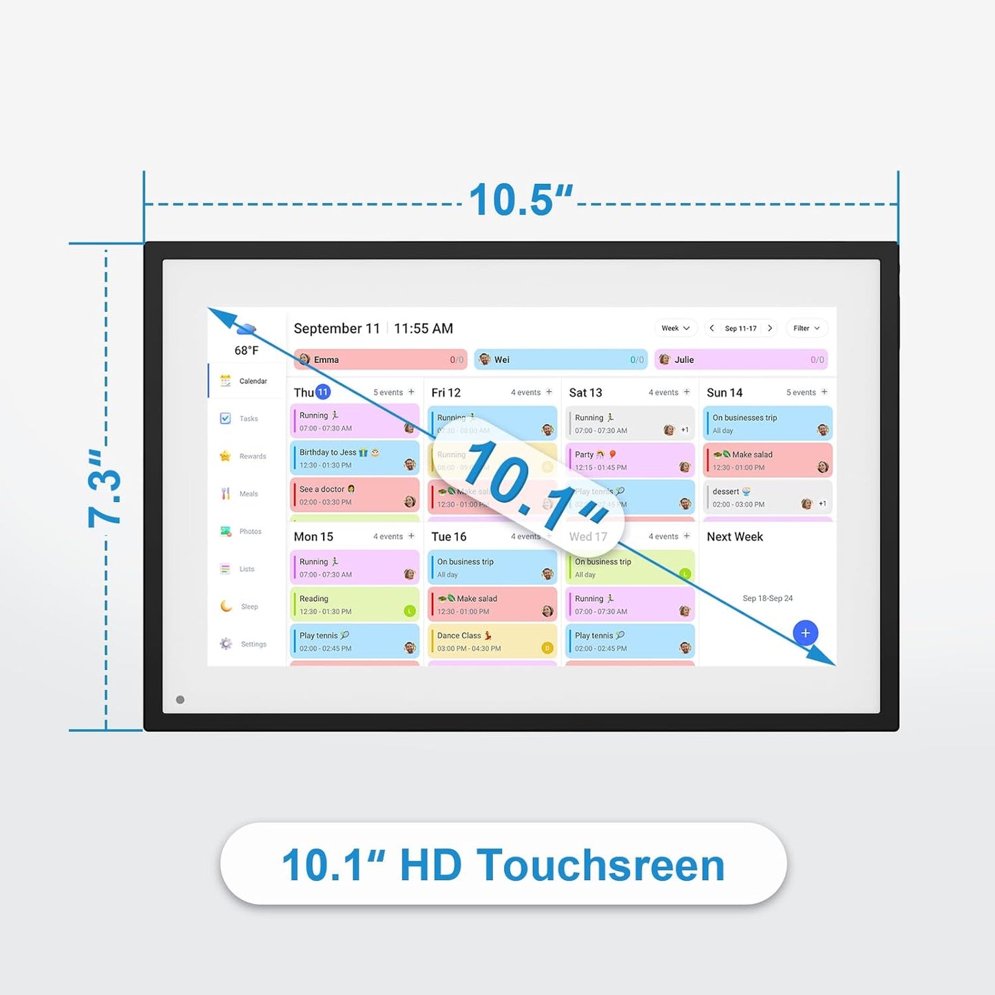 10.1 Inch Digital Calendar - Touchscreen