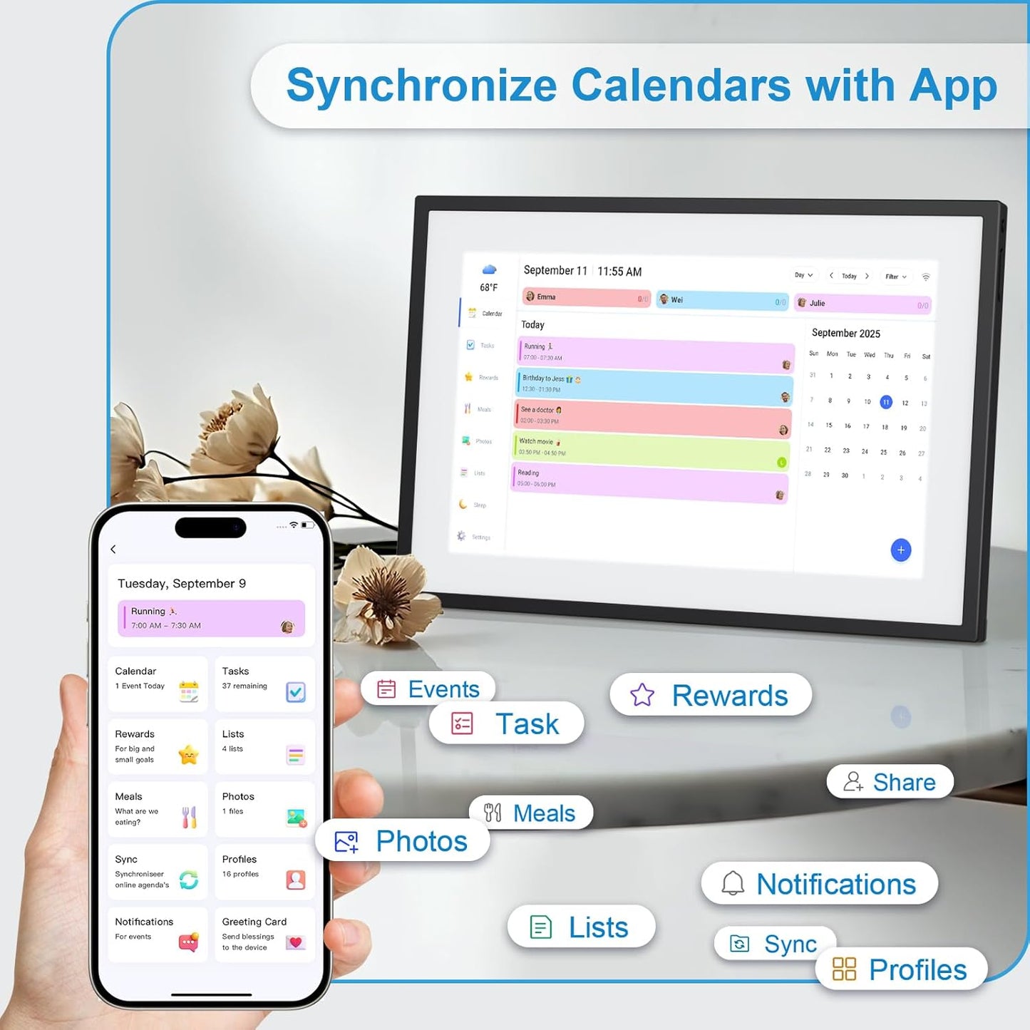 10.1 Inch Digital Calendar - Touchscreen